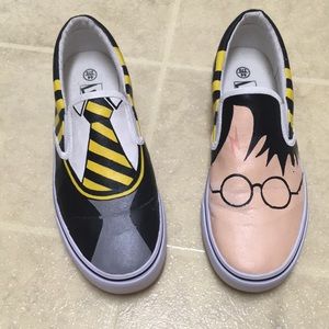 Hand Painted Harry Potter Hufflepuff Slip On Shoes